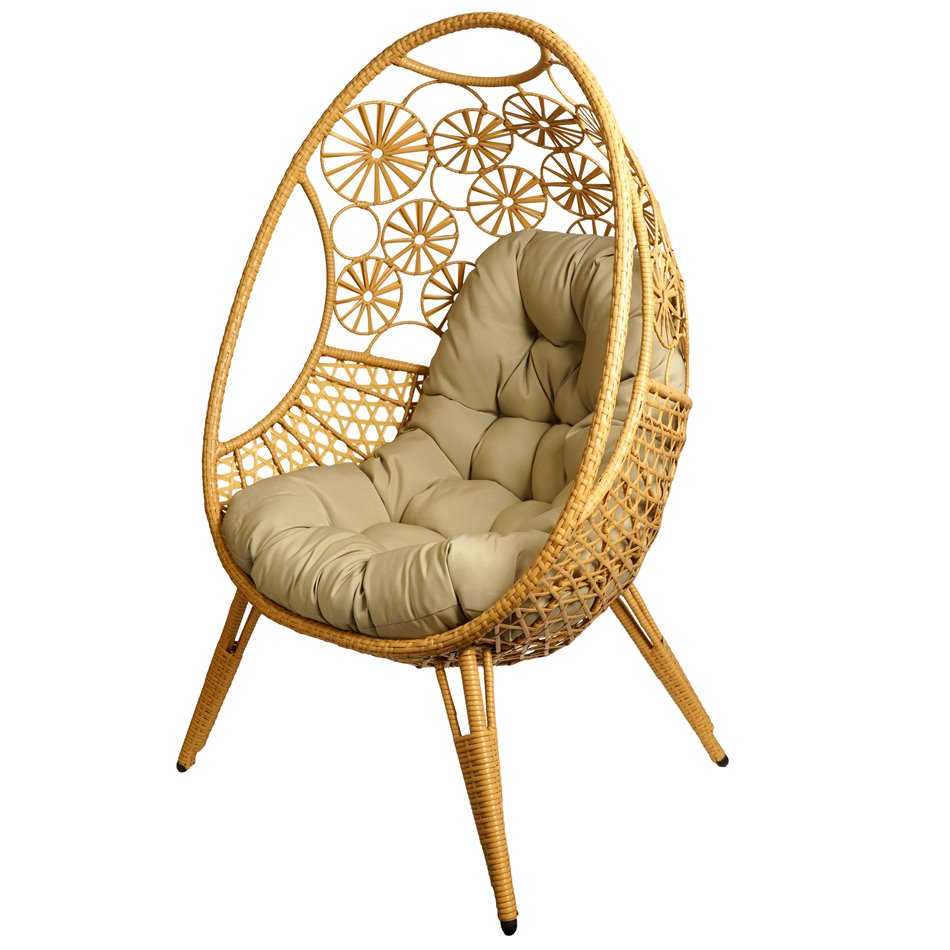 Leisure chair Egg nature, beige/natural color, H140x92x67cm