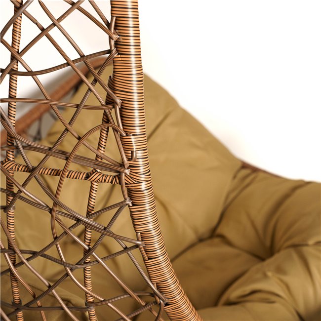 Hanging chair Moon I gold, gold/coffee color, H195cm, D95cm