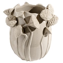 Vase Lotus, beige, stoneware, H26.5x25.5x26.5cm