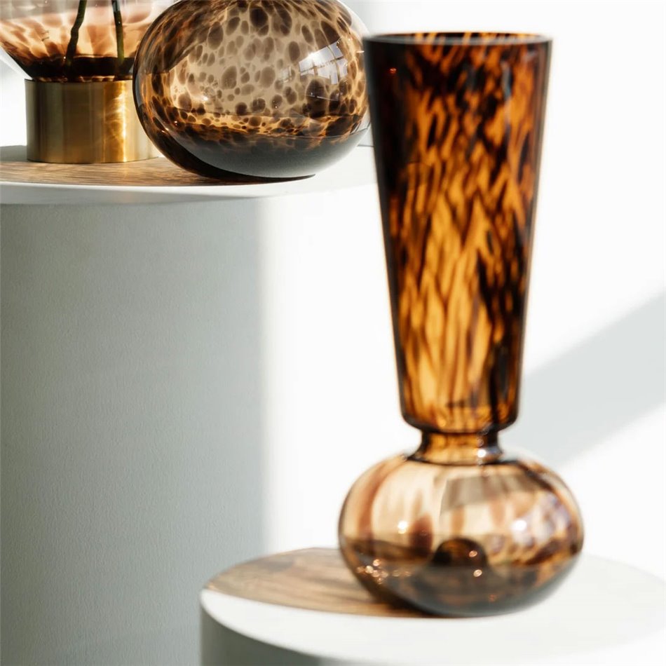 Vase Caramel, brown, glass, H35cm, D16cm