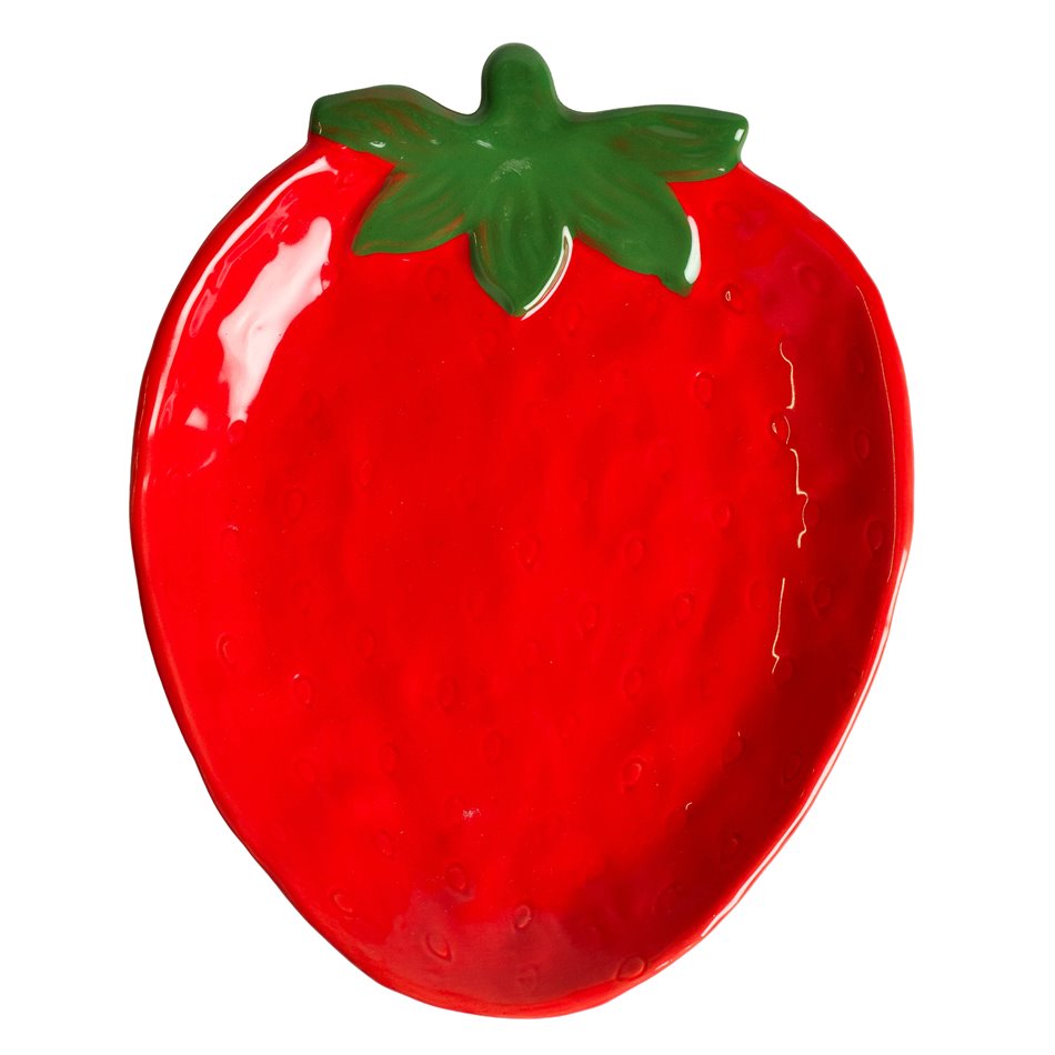 Trinket dish Strawberry, red/green, ceramic, 21.5x17.5cm H2cm
