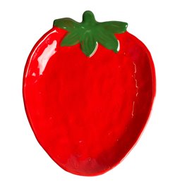 Trinket dish Strawberry, red/green, ceramic, 21.5x17.5cm H2cm