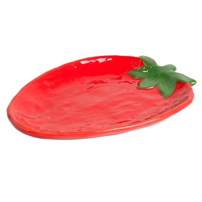 Trinket dish Strawberry, red/green, ceramic, 21.5x17.5cm H2cm