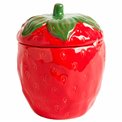 Декоративная посуда с крышкой Strawberry, красный/зеленый, керамика, H13.5cm, D10cm