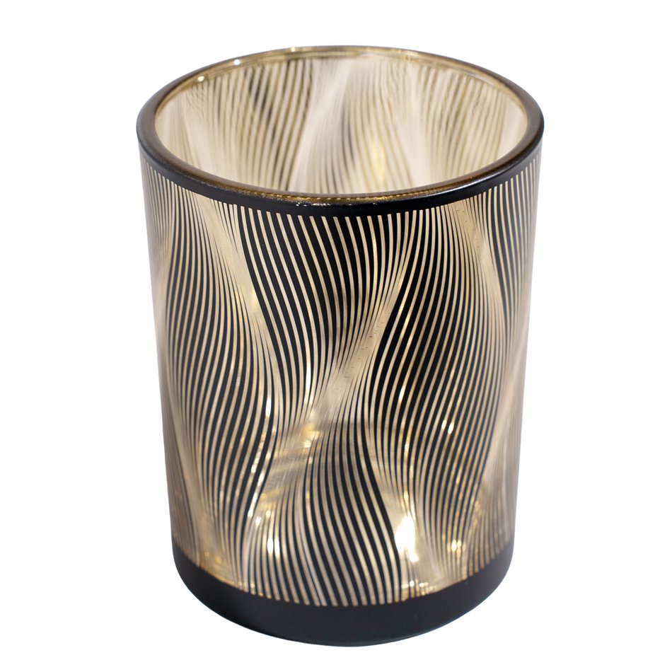 Подсвечник, черный, стекло, H13cm, D10cm