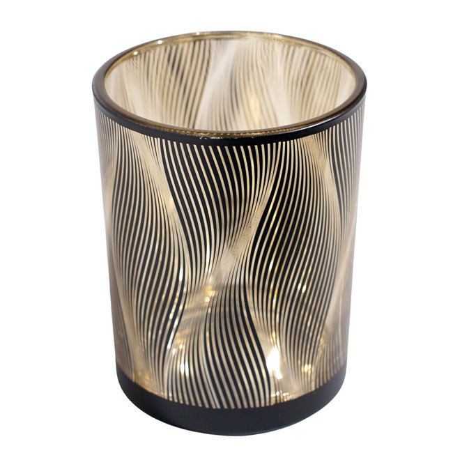 Подсвечник, черный, стекло, H13cm, D10cm