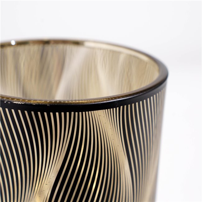 Подсвечник, черный, стекло, H13cm, D10cm