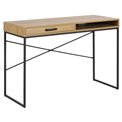 Office table Seaford, black/oak color, MDF/metal, H75x110x45cm