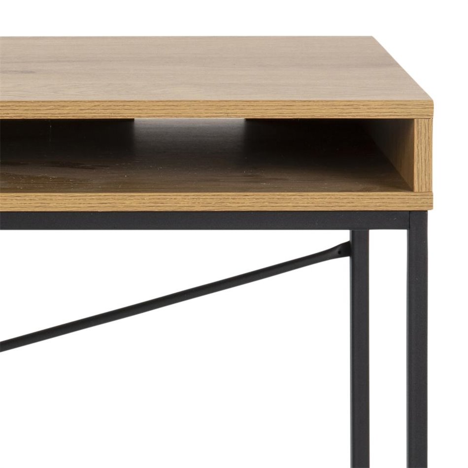 Office table Seaford, black/oak color, MDF/metal, H75x110x45cm