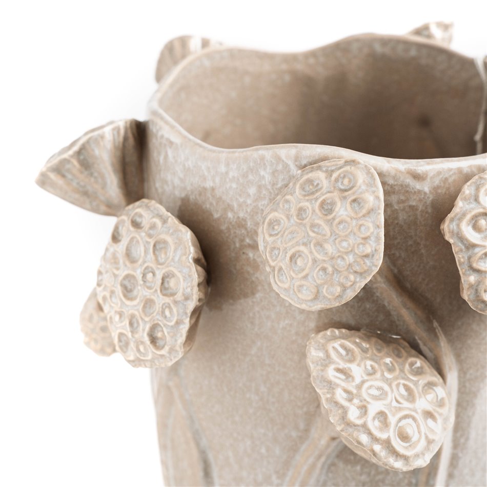 Vase Lotus, beige, stoneware, H35x27.5x25.5cm