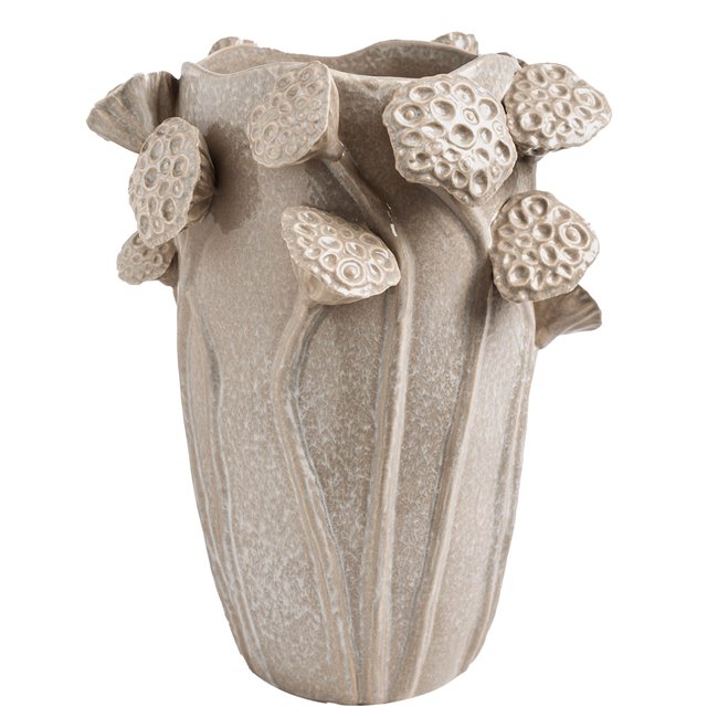 Vase Lotus, beige, stoneware, H35x27.5x25.5cm