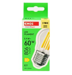 Spuldze LED silti balta, E27 5.9W, 806lm, 2700K,H7.8x4.5x4.5