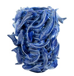 Цветочный горшок Fishes Fine, синий, керамика, H26x23x22.5cm