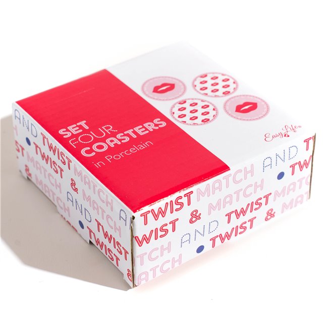 Plate set 4 Twist Match Red, D9.9cm H1.9cm, set of 4 pcs.