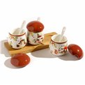 Dipping set Autumn Breeze with spoon and wooden tray, H9x22x8cm