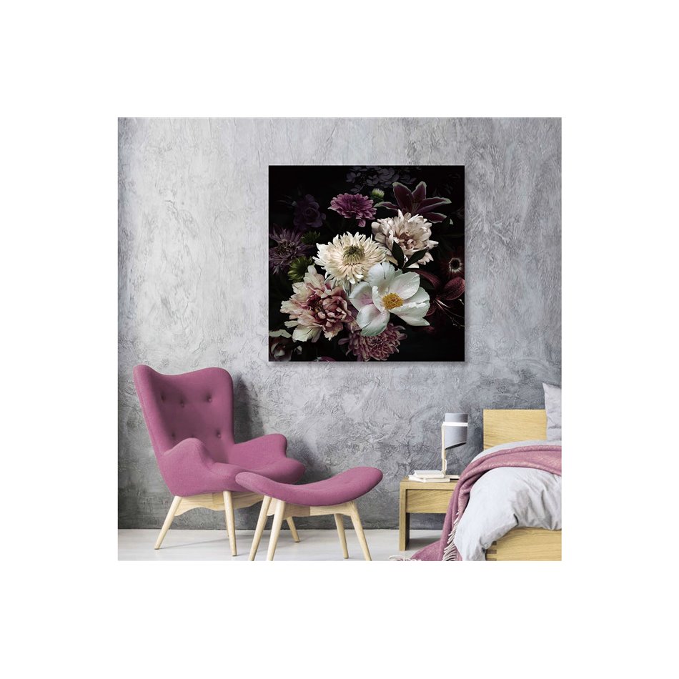 Wall Glass Art Flowers, 100x100cm