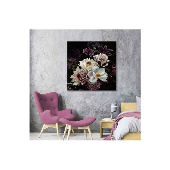 Wall Glass Art Flowers, 100x100cm