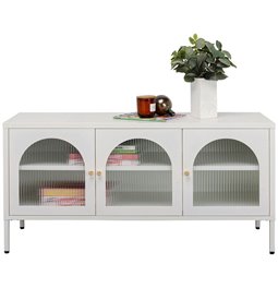 Lowboard Naxos, white, metal/glass, H60x120x40cm