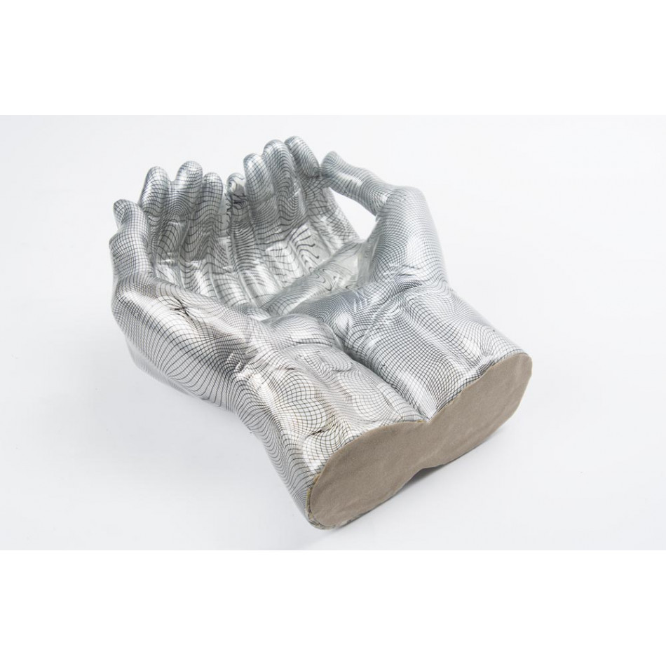 Decorative figure Hands, silver colour, 22.5x21.5x10.5cm