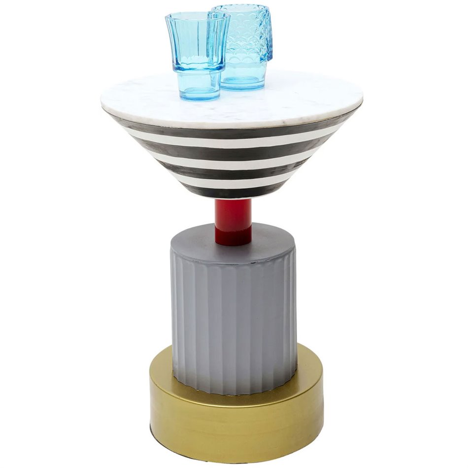 Side table Memphis Soft, marble/metal, D35cm H48cm