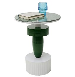 Side table Memphis, green/white, marble/metal, D40cm H48cm