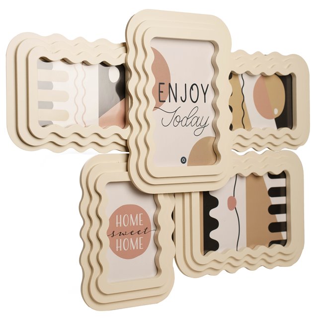 Wall photo frame KELLY for 5 photos, cream, MDF, H40x51x3cm