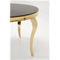 Dining table Heginald G, black/gold color, steel/glass, D120cm, H76cm 