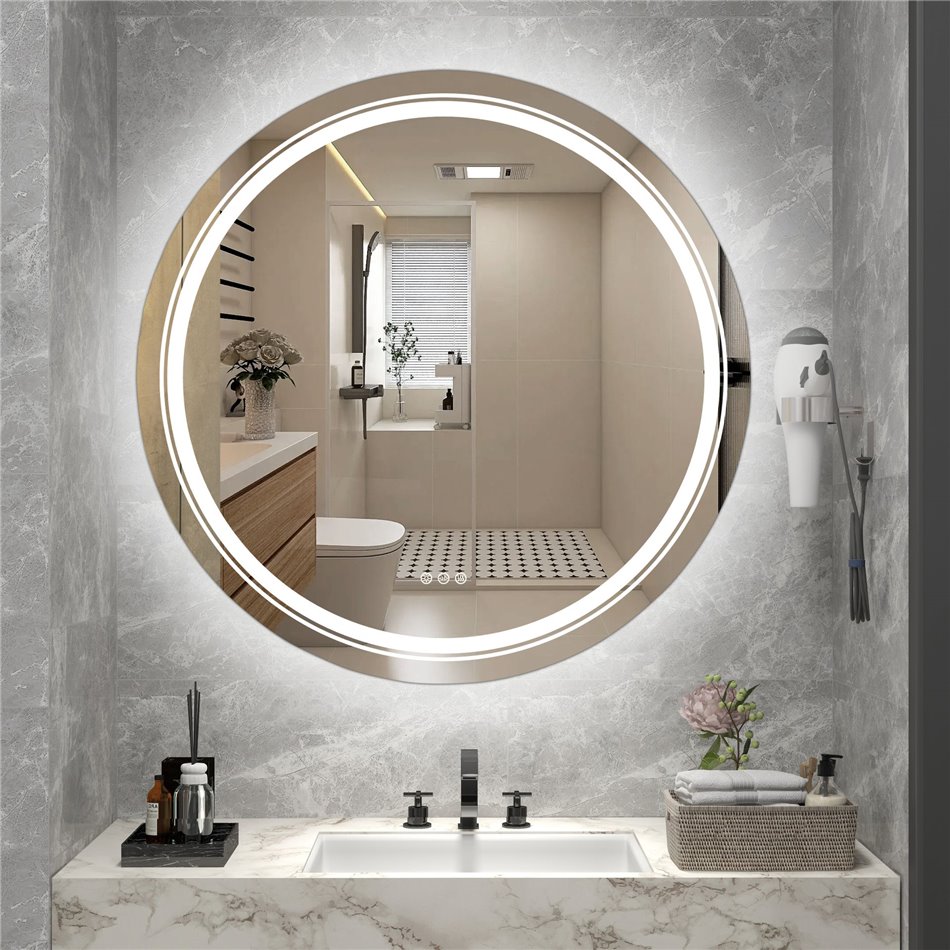 Wall mirror Hover 80,, aluminium/glass, D80x3.7cm 