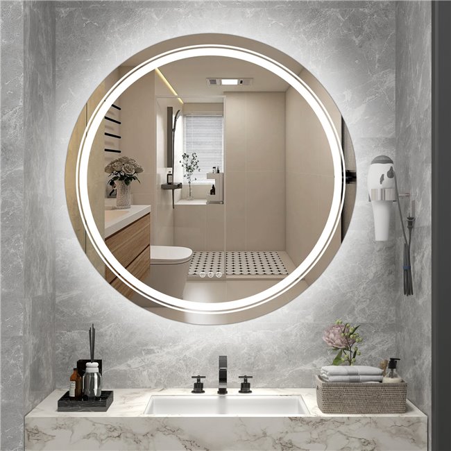 Wall mirror Hover 80,, aluminium/glass, D80x3.7cm 