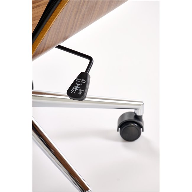 Office chair Hebstero, walnut/black color, eco leather, H114-122x65x60cm, seat height 46-54cm