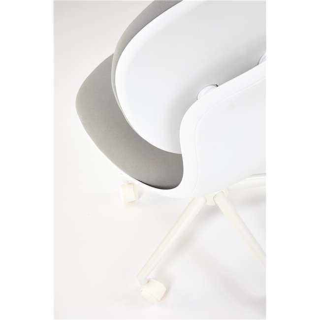 Office chair Horion, white/grey, polyester/polypropylene, H89-99cm 55x46cm, seat height 48-58cm