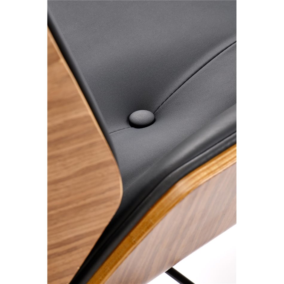 Office chair Hebstero, walnut/black color, eco leather, H114-122x65x60cm, seat height 46-54cm