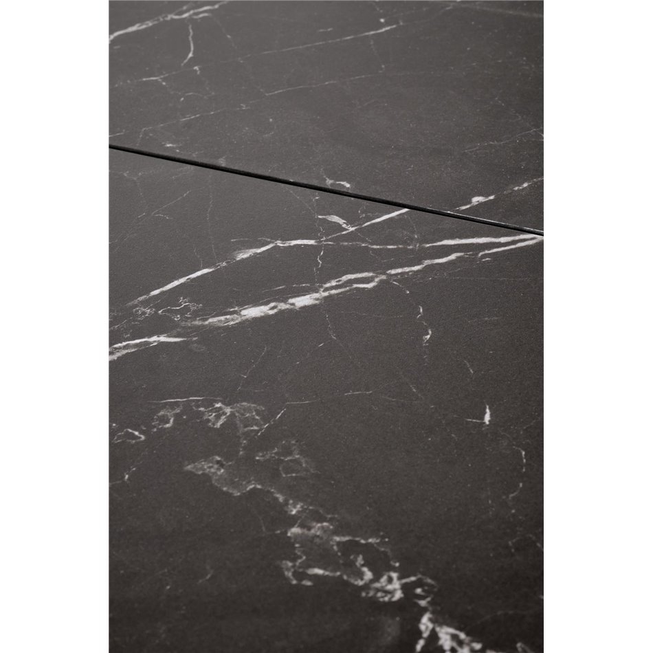 Extendable dining table Holant, black/oak pattern/gold colors,, 140-180x90cm H76cm 