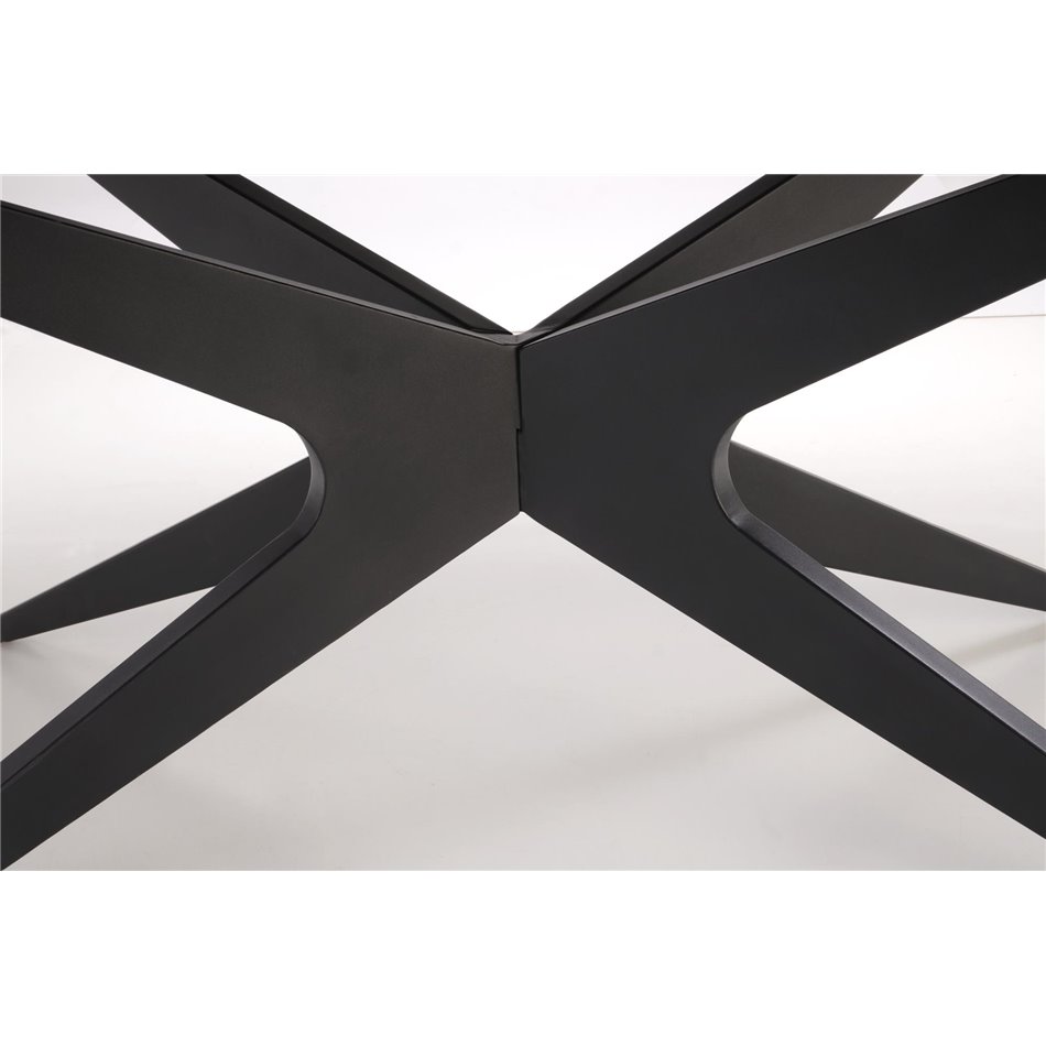 Extendable dining table Handro, black, MDF/steel, 180-240x100cm H76cm 
