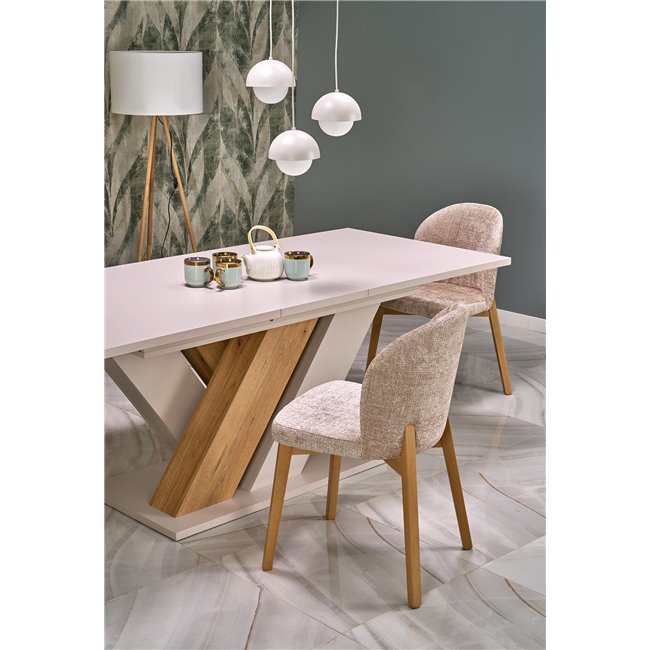 Extendable dining table Harandon, cremona oak/cream color,, 160-200x90cm H76cm 