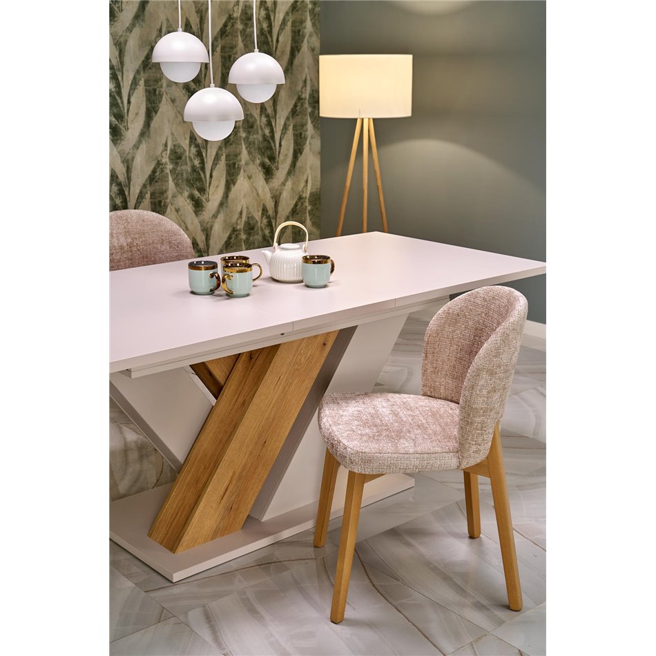 Extendable dining table Harandon, cremona oak/cream color,, 160-200x90cm H76cm 