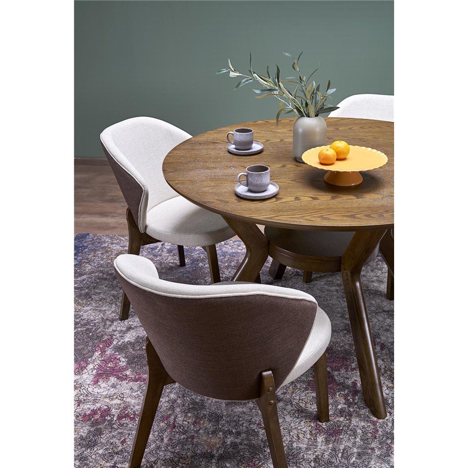 Dining table Hupero, walnut color, MDF, D120cm, H76cm 