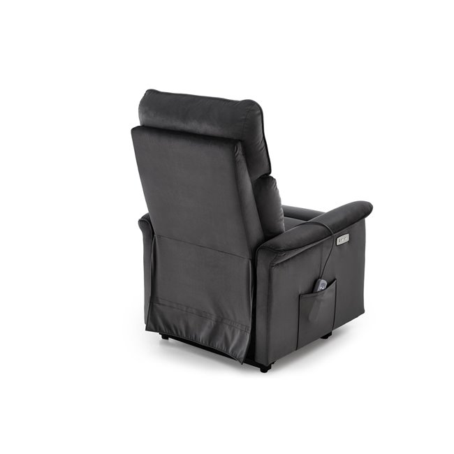Electric recliner with massage function Hemiro, black, H108-90x80x90-160cm, seat height 51-52cm