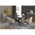 Extendable dining table Handro, black, MDF/steel, 180-240x100cm H76cm 