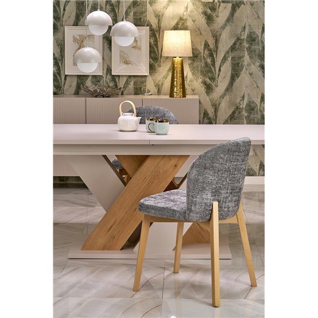 Extendable dining table Harandon, cremona oak/cream color,, 160-200x90cm H76cm 