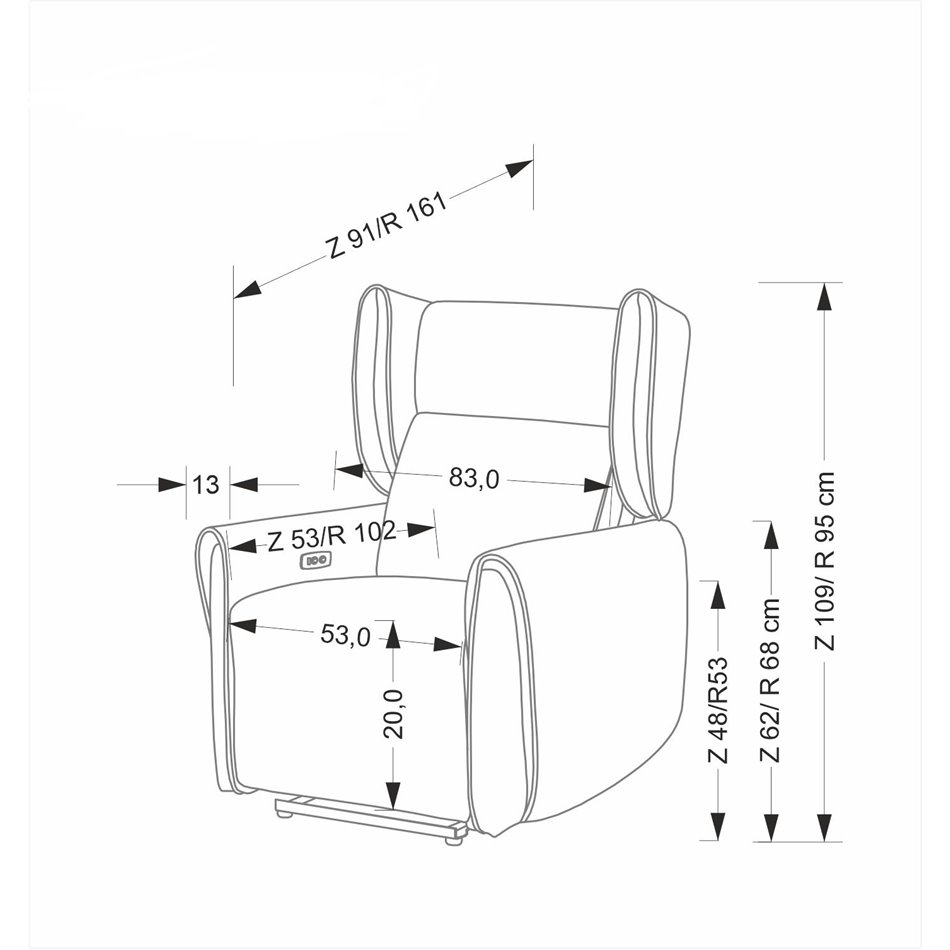 Реглайнер электрический Helato, бежевый, H109-95x83x91-161см, высота сиденья 48-53см