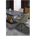 Extendable dining table Holant, black/oak pattern/gold colors,, 140-180x90cm H76cm 
