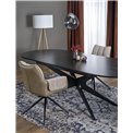 Extendable dining table Handro, black, MDF/steel, 180-240x100cm H76cm 