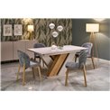 Extendable dining table Harandon, cremona oak/cream color,, 160-200x90cm H76cm 