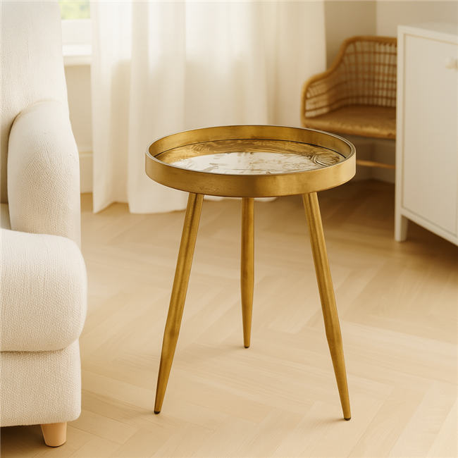 Side table Furuset M, golden, 39.5x39.5x47.5cm