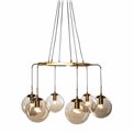 Pendant glass lamp Rana, brass color, H60-135cm, D85cm, E27 6x60W(MAX)