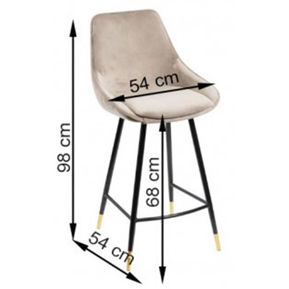 Барный стул Solero, светло-серый, H-97x40x35см, высота сиденья 68см