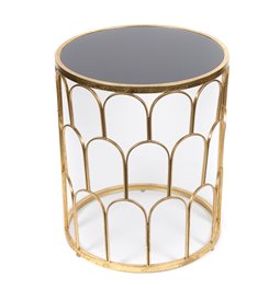 Cтолиk Burch L, цвет золота/черный, стекло/металл, D50x60см