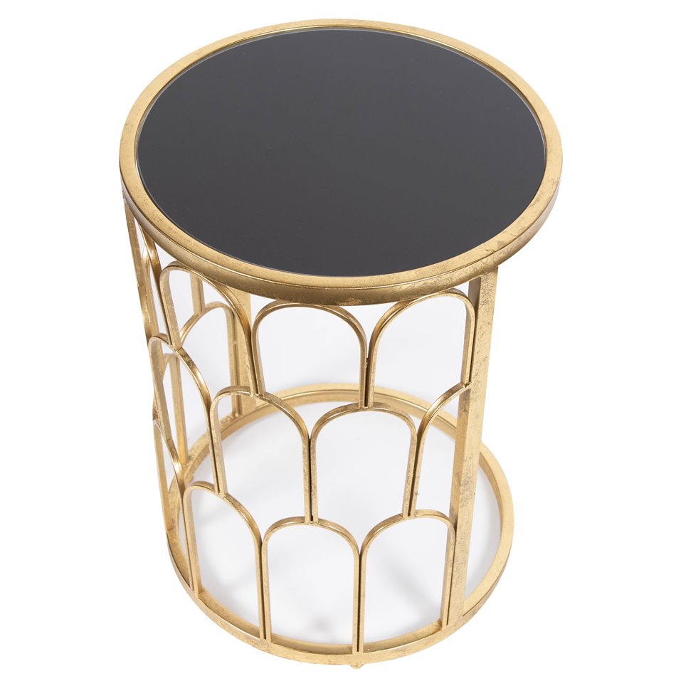 Side table Burch M, golden/black, glass/metal, D40x55cm