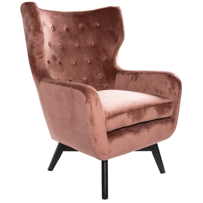 Armchair Dunkel, velvet, old pink color, H103x76x80cm, seat height 50cm